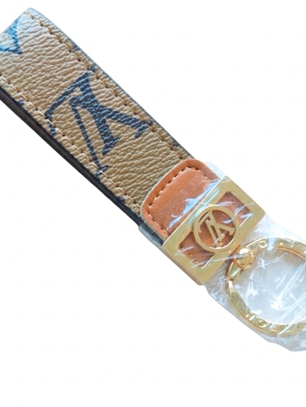 W/BOX Tan Monogram Key Chain Strap - Picture 5 of 7